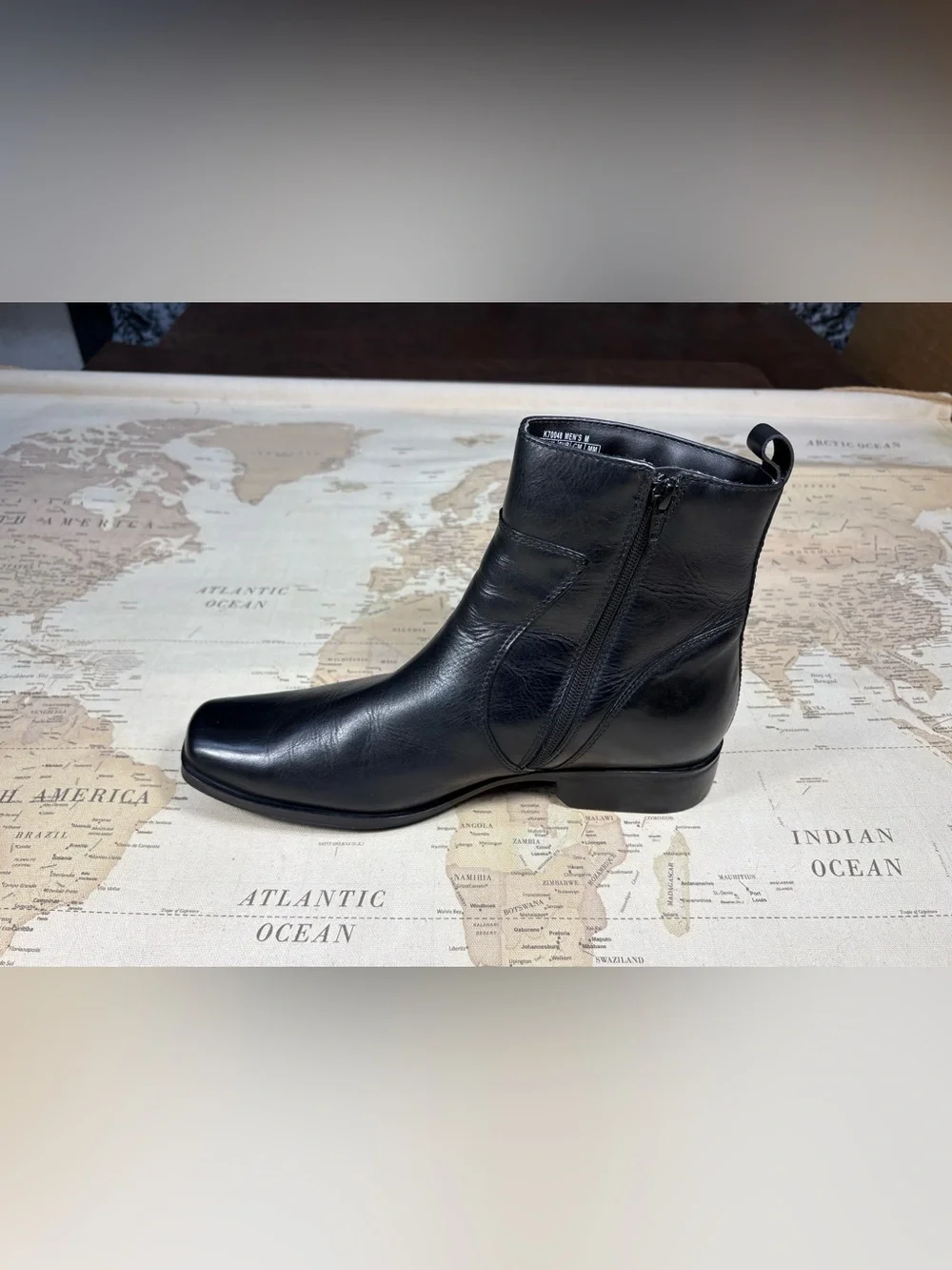 Mens Leather Boots Rockport Toloni K70048 Black Side Zip Sz 10 Casual-Dress EUC